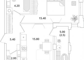 Продаю однокомнатную квартиру, 44.9 м2, Санкт-Петербург, Планерная улица, 99, муниципальный округ Юнтолово