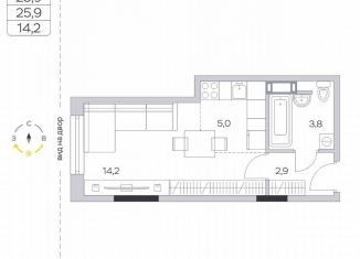 Продам квартиру студию, 25.9 м2, деревня Пирогово, улица Ильинского, 8, ЖК Пироговская Ривьера