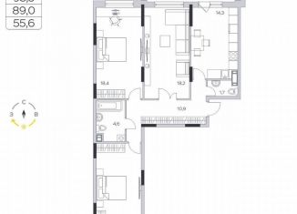 Продаю трехкомнатную квартиру, 89 м2, деревня Пирогово, ЖК Пироговская Ривьера, улица Ильинского, 8к1