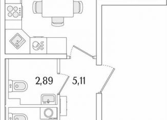 Продается 2-ком. квартира, 53.6 м2, Санкт-Петербург, Фрунзенский район, улица Фучика, 12к2Г1