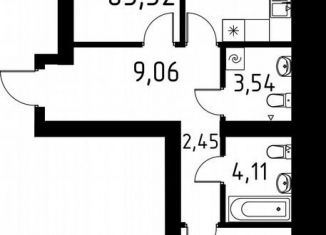 Продается 2-ком. квартира, 63.3 м2, деревня Кисловка, улица Марины Цветаевой, 42