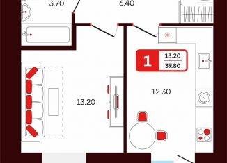 Продается 1-ком. квартира, 37.8 м2, Туймазы, переулок Луначарского, 5
