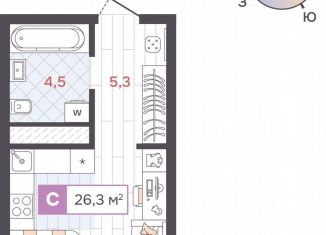 Продаю квартиру студию, 26.3 м2, Екатеринбург, Ленинский район