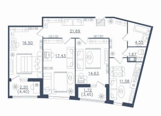 Продаю трехкомнатную квартиру, 92 м2, Сестрорецк