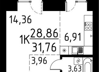 Продается однокомнатная квартира, 31.8 м2, деревня Кисловка, улица Марины Цветаевой, 42