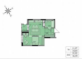 Продам 1-ком. квартиру, 35.9 м2, Удмуртия