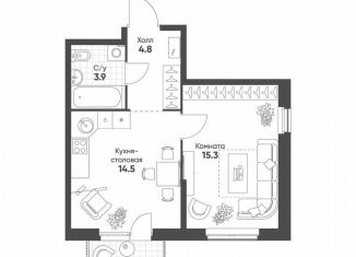 Продажа 1-комнатной квартиры, 39.3 м2, Екатеринбург, Чкаловский район, улица Любви, 2