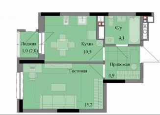 Продаю 1-ком. квартиру, 35.7 м2, Удмуртия