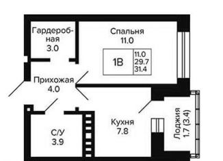 Однокомнатная квартира на продажу, 31.4 м2, Новосибирск, Кировский район