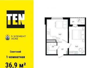 Продается 1-комнатная квартира, 36.9 м2, Ростов-на-Дону, ЖК Пятый Элемент