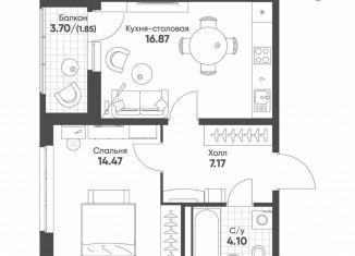 1-комнатная квартира на продажу, 44.5 м2, Екатеринбург, Чкаловский район