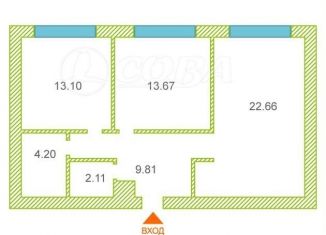 Продаю двухкомнатную квартиру, 61.2 м2, деревня Дударева, Тюменская улица, 3