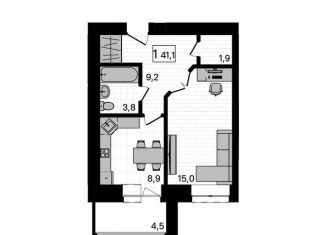 Продаю 1-ком. квартиру, 41.6 м2, село Чигири