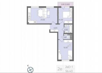 Продажа 2-комнатной квартиры, 56.4 м2, Санкт-Петербург, метро Гражданский проспект