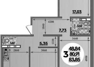 Продажа 3-комнатной квартиры, 83.9 м2, Ростов-на-Дону, улица Петренко, 1, ЖК Суворовский