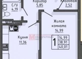 Продажа однокомнатной квартиры, 40 м2, Старый Оскол, микрорайон Центральный, 4А, ЖК Оскол Сити
