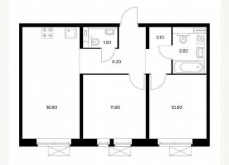 Продаю трехкомнатную квартиру, 56.1 м2, Люберцы, улица 8 Марта, 20к1, ЖК Люберцы Парк