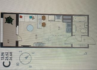 Продаю квартиру студию, 28.6 м2, Курск