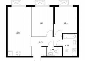 Продаю двухкомнатную квартиру, 50.5 м2, деревня Новое Девяткино, ЖК Заречный Парк, жилой комплекс Заречный Парк, 7.2