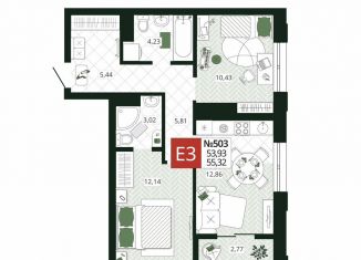 Продаю двухкомнатную квартиру, 55.3 м2, Тула