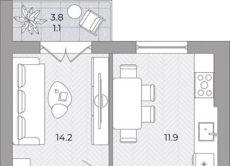 Продам однокомнатную квартиру, 33.6 м2, поселок Луговое