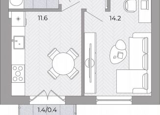 Продам 1-комнатную квартиру, 32.6 м2, поселок Луговое