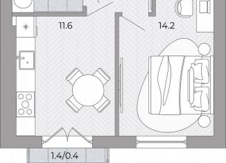 Однокомнатная квартира на продажу, 32.6 м2, поселок Луговое
