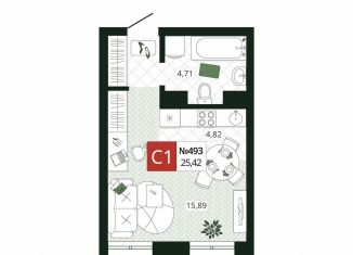 Продаю квартиру студию, 25.4 м2, Тула