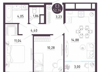 Продаю двухкомнатную квартиру, 52.7 м2, Тула, Пряничная улица, 9