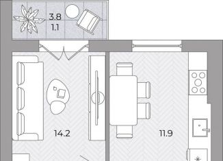 Продается 1-ком. квартира, 33.6 м2, поселок Луговое