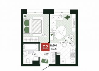 Продажа 1-комнатной квартиры, 33.1 м2, Тула