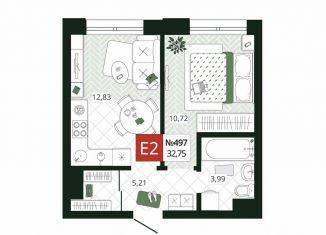 1-комнатная квартира на продажу, 32.8 м2, Тула