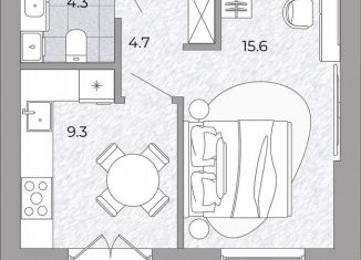Продам однокомнатную квартиру, 34.3 м2, поселок Луговое