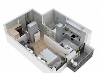 Продам 1-комнатную квартиру, 43.2 м2, посёлок городского типа Гвардейское, Курганная улица