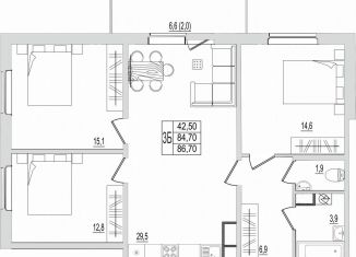 3-комнатная квартира на продажу, 86.7 м2, Псков, ЖК Сиреневый Парк