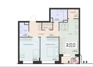 Продаю 2-комнатную квартиру, 68.1 м2, Воронеж