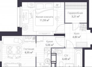 Продаю однокомнатную квартиру, 38.1 м2, Сертолово