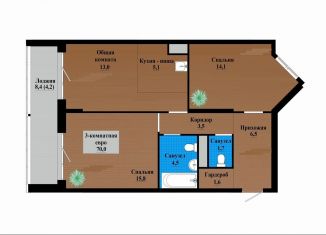 Продается 3-комнатная квартира, 70 м2, Чита