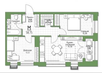 Продаю 2-ком. квартиру, 60 м2, посёлок Молодёжный, улица Вадима Усова, ЖК Молодёжный