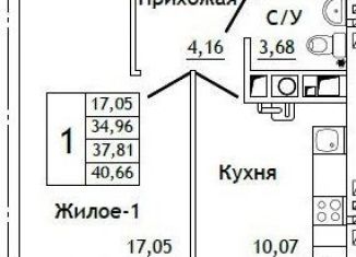 Продается однокомнатная квартира, 40.6 м2, деревня Алтуховка