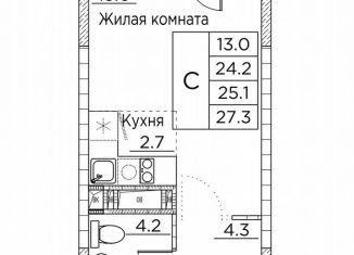 Продам квартиру студию, 27.3 м2, Владивосток, улица Расула Гамзатова, 7к2