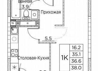 Продается 1-комнатная квартира, 38 м2, Владивосток, улица Расула Гамзатова, 7к3