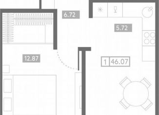 Продается 1-комнатная квартира, 46.1 м2, Ростов-на-Дону, Пролетарский район