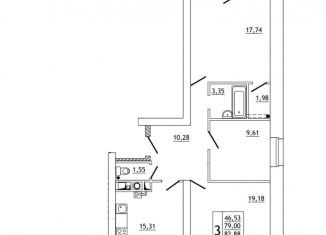 Продается 3-комнатная квартира, 82.9 м2, деревня Новосельцы, Юбилейная улица, 17