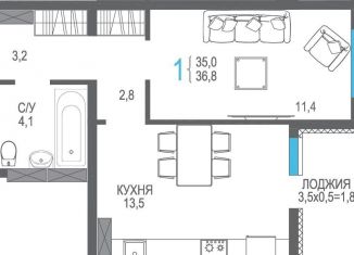 Продажа 1-комнатной квартиры, 36.8 м2, поселок городского типа Массандра, Южнобережное шоссе