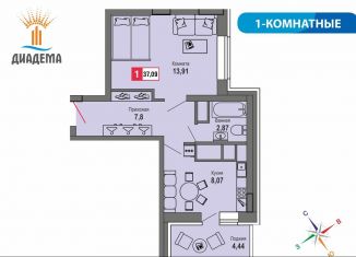 Однокомнатная квартира на продажу, 37.1 м2, Тверь, Пролетарский район