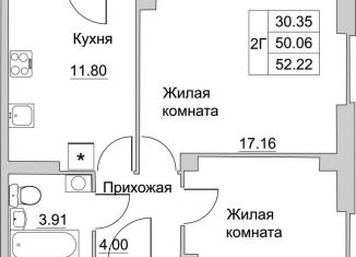 Продается двухкомнатная квартира, 52.2 м2, Псковская область, улица Героя России Досягаева, 3