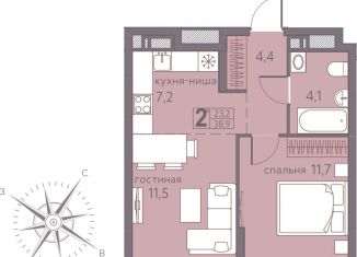 Продам двухкомнатную квартиру, 38.9 м2, Пермь