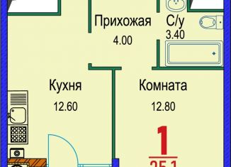 Продам 1-ком. квартиру, 36.1 м2, Ставрополь, микрорайон № 14, Гражданская улица, 1/4