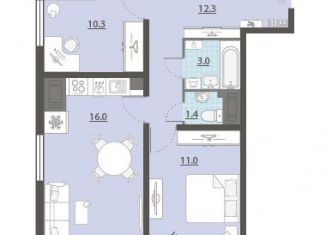 Продается 2-комнатная квартира, 54.7 м2, Екатеринбург, Латвийская улица, 58/2, ЖК Хрустальные Ключи